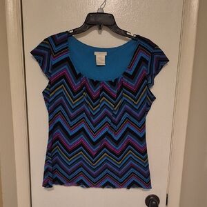 Worthington Chevron Women's Blouse - Blue, Purple, Black